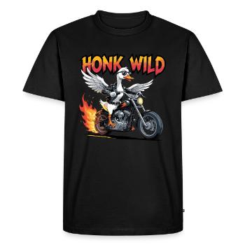 Oie sauvage à moto - style motard - T-shirt Premium bio Homme - noir - Devant - Nico (187cm)