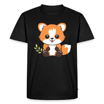 Fox Love Little Red Panda - Men's Premium Organic T-Shirt - black - Front - Nico (187cm)