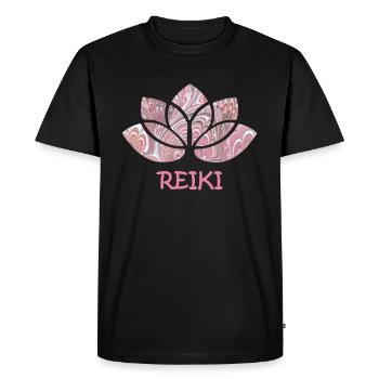 reiki with lotus e 65 - Men's Premium Organic T-Shirt - black - Front - Nico (187cm)