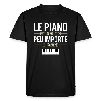 Le piano est la solution musique joueur piano - T-shirt Premium bio Homme - noir - Devant - Nico (187cm)