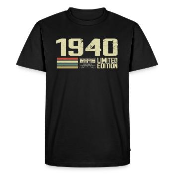 Born in 1940 - Vintage 1940 - 84th Retro Anniversary - Men's Premium Organic T-Shirt - black - Front - Nico (187cm)