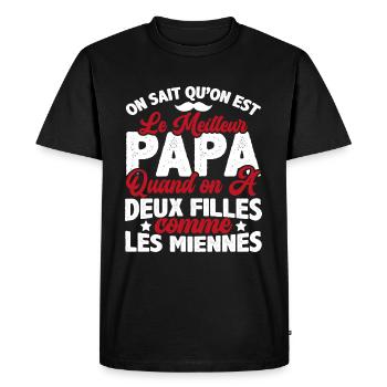 Meilleur Papa Avec Deux Filles Comme Les Miennes - T-shirt Premium bio Homme - noir - Devant - Nico (187cm)