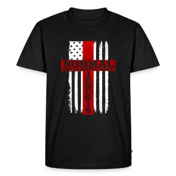 Normal kommt nicht zur�ck Jesus ist die amerikanis - Männer Premium Bio T-Shirt - Schwarz - Vorne - Nico (187cm)