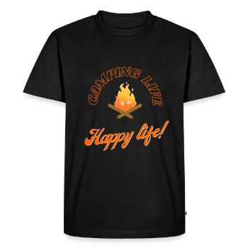 Vie de camping - vie heureuse - T-shirt Premium bio Homme - noir - Devant - Nico (187cm)