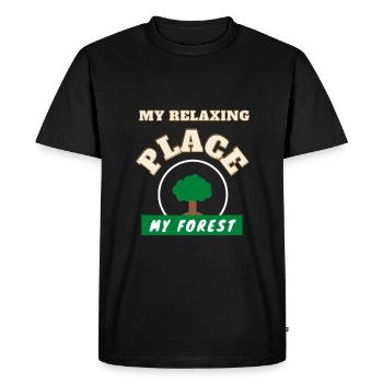 mon lieu de détente: - T-shirt Premium bio Homme - noir - Devant - Nico (187cm)