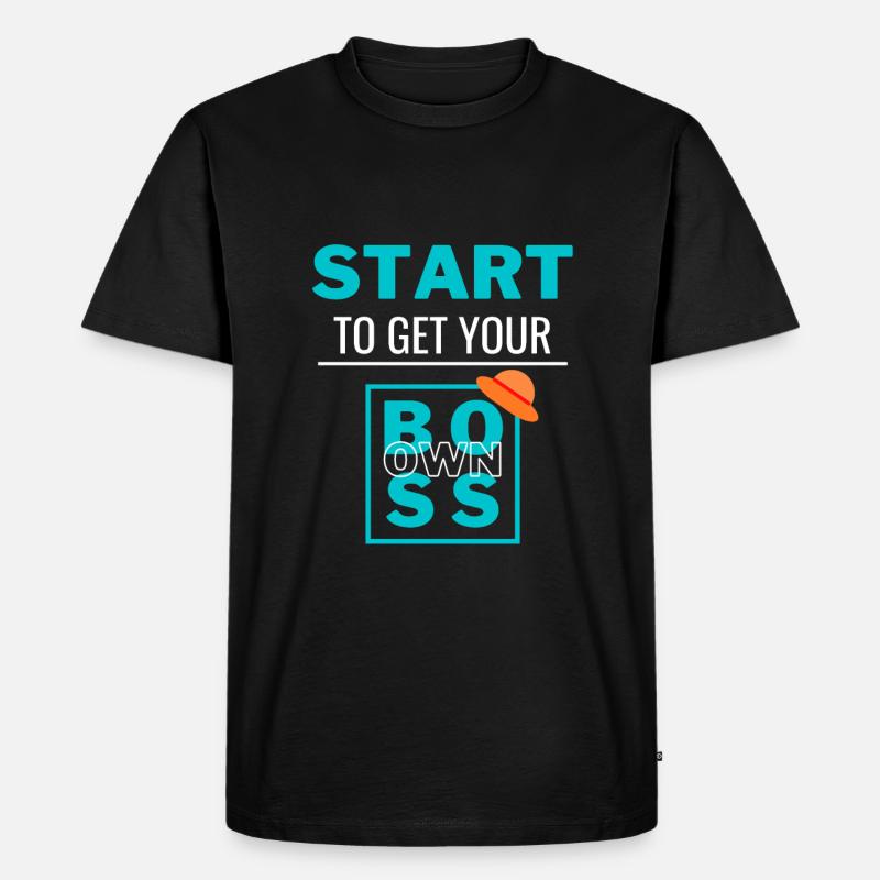 Werden Sie Ihr eigener Chef - Männer Premium Bio T-Shirt - Schwarz