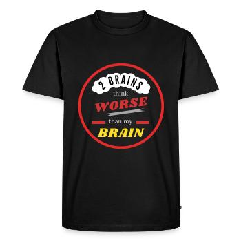 2 Les cerveaux pensent pire que - T-shirt Premium bio Homme - noir - Devant - Nico (187cm)