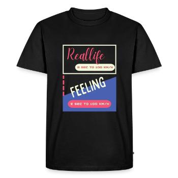 2 secondes à 100 km/h - T-shirt Premium bio Homme - noir - Devant - Nico (187cm)