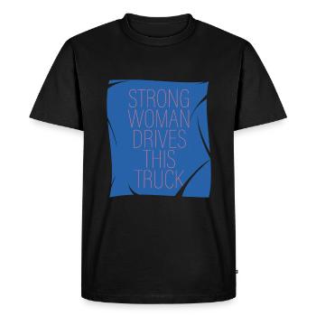 une femme forte conduit ce camion - T-shirt Premium bio Homme - noir - Devant - Nico (187cm)