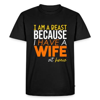 La bête à cause de ma femme! - T-shirt Premium bio Homme - noir - Devant - Nico (187cm)