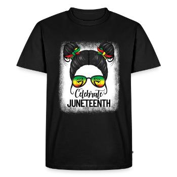 Célébrez Juneteenth Messy Bun Black Juneteenth - T-shirt Premium bio Homme - noir - Devant - Nico (187cm)