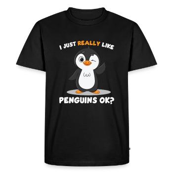 J’aime bien les pingouins, ok, chers enfants pingouins - T-shirt Premium bio Homme - noir - Devant - Nico (187cm)