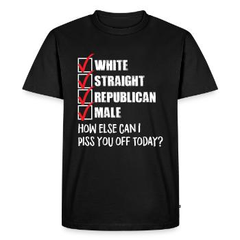 Un républicain blanc hétérosexuel contrarié dic - T-shirt Premium bio Homme - noir - Devant - Nico (187cm)