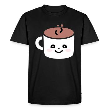 Humor Small Hot Chocolate - Men's Premium Organic T-Shirt - black - Front - Nico (187cm)