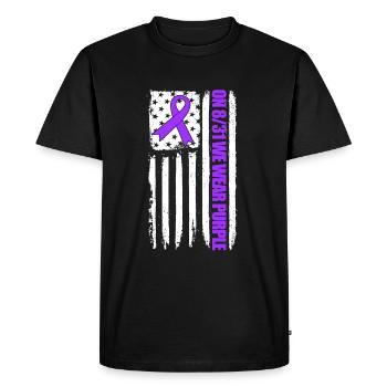 On 8.031 we carry an overdose of purple US - Men's Premium Organic T-Shirt - black - Front - Nico (187cm)