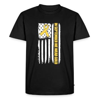 In September, wear golden cancer awareness f - Men's Premium Organic T-Shirt - black - Front - Nico (187cm)