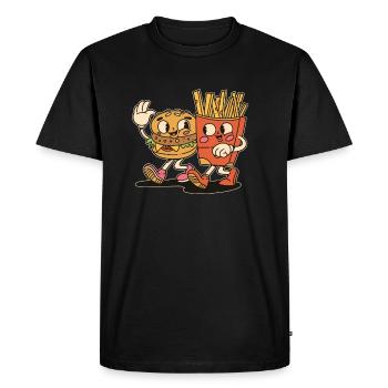 Combo Cheeseburger et Frites Cheese Burger - T-shirt Premium bio Homme - noir - Devant - Nico (187cm)