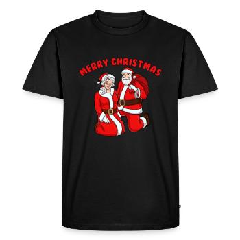 Joyeux Noël Père Noël et Mère Noël - T-shirt Premium bio Homme - noir - Devant - Nico (187cm)