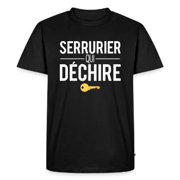 Serrurier qui déchire blague métier humour - T-shirt Premium bio Homme - noir - Devant - Nico (187cm)