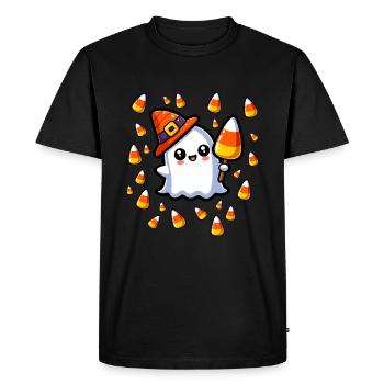 Candy Corn Ghost Halloween Costume Sweet Candy Corn - Men's Premium Organic T-Shirt - black - Front - Nico (187cm)