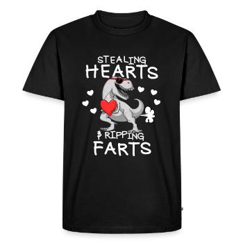 Voler des cœurs et déchirer des pets. Drôle de Valen - T-shirt Premium bio Homme - noir - Devant - Nico (187cm)
