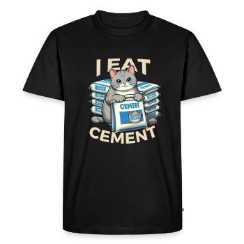 Je mange des mèmes de chat de ciment drôle, je mange du ciment - T-shirt Premium bio Homme - noir - Devant - Nico (187cm)