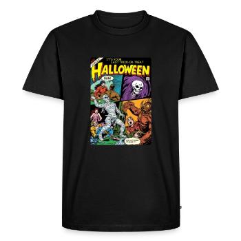 Halloween Bande dessinée Horrorfest Vintage Halloween - T-shirt Premium bio Homme - noir - Devant - Nico (187cm)