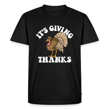 Cela signifie dire merci, joyeux Thanksgiving. - T-shirt Premium bio Homme - noir - Devant - Nico (187cm)