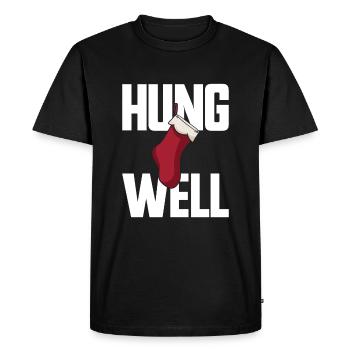 Hung Well Bas de Noël Raunchy Homme - T-shirt Premium bio Homme - noir - Devant - Nico (187cm)