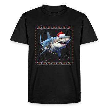 Requin de Noël Drôle Laid, Noël, Pullov - T-shirt Premium bio Homme - noir - Devant - Nico (187cm)