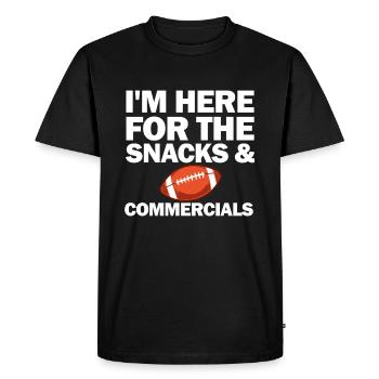 Je suis ici à cause des collations et des publicités pour le football - T-shirt Premium bio Homme - noir - Devant - Nico (187cm)