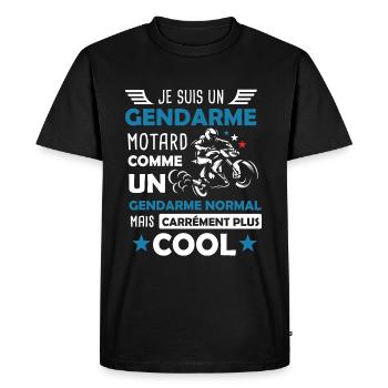 Gendarme motard cadeau drôle moto - T-shirt Premium bio Homme - noir - Devant - Nico (187cm)
