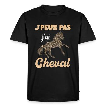 Je peux pas j'ai cheval silhouette cheval mandala - T-shirt Premium bio Homme - noir - Devant - Nico (187cm)