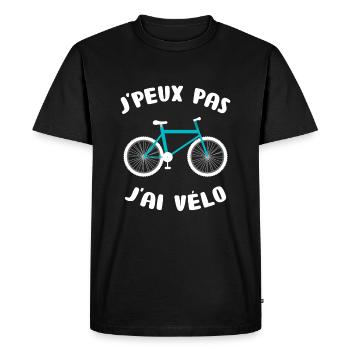 J'peux pas j'ai vélo course route écologie planète - T-shirt Premium bio Homme - noir - Devant - Nico (187cm)