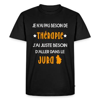 Pas de Thérapie souvenir du Jura - T-shirt Premium bio Homme - noir - Devant - Nico (187cm)