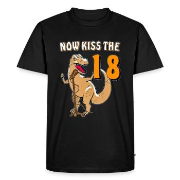 NOW KISS THE 18 - Men's Premium Organic T-Shirt - black - Front - Nico (187cm)
