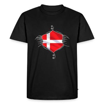 Drapeau du Demark fier danois - T-shirt Premium bio Homme - noir - Devant - Nico (187cm)