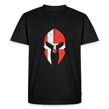 Danish flag in Spartan warrior Helmet - Men's Premium Organic T-Shirt - black - Front - Nico (187cm)