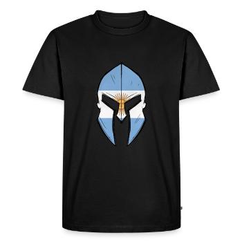 Drapeau argentin en casque de guerrier spartiate - T-shirt Premium bio Homme - noir - Devant - Nico (187cm)