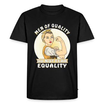 LES HOMMES DE QUALITÉ NE CRAIGNENT PAS L’ÉGALITÉ - T-shirt Premium bio Homme - noir - Devant - Nico (187cm)