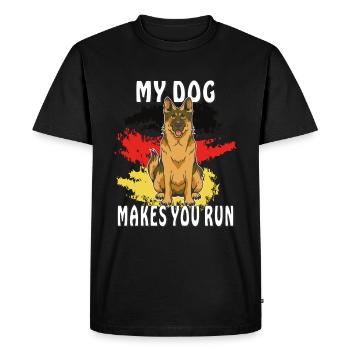 BERGER ALLEMAND MON CHIEN VOUS FAIT COURIR - T-shirt Premium bio Homme - noir - Devant - Nico (187cm)