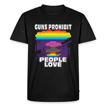 GUNS PROHIBIT PEOPLE LOVE - Men's Premium Organic T-Shirt - black - Front - Nico (187cm)