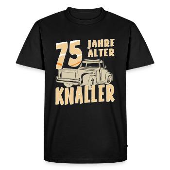 75 JAHRE ALTER KNALLER - Männer Premium Bio T-Shirt - Schwarz - Vorne - Nico (187cm)