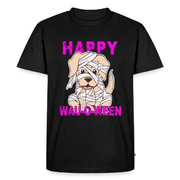 DOG HAPPY WAU-O-WEEN - Men's Premium Organic T-Shirt - black - Front - Nico (187cm)