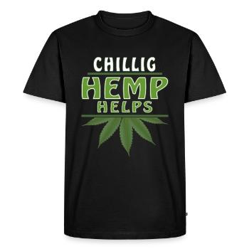 CHILLIG HEMP HELPS - Men's Premium Organic T-Shirt - black - Front - Nico (187cm)