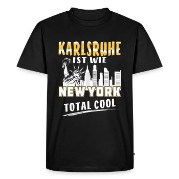 KARLSRUHE EST COMME NEW YORK - T-shirt Premium bio Homme - noir - Devant - Nico (187cm)