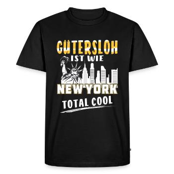 GÜTERSLOH EST COMME NEW YORK - T-shirt Premium bio Homme - noir - Devant - Nico (187cm)