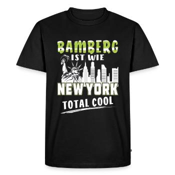 BAMBERG EST COMME NEW YORK - T-shirt Premium bio Homme - noir - Devant - Nico (187cm)