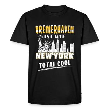 BREMERHAVEN EST COMME NEW YORK - T-shirt Premium bio Homme - noir - Devant - Nico (187cm)