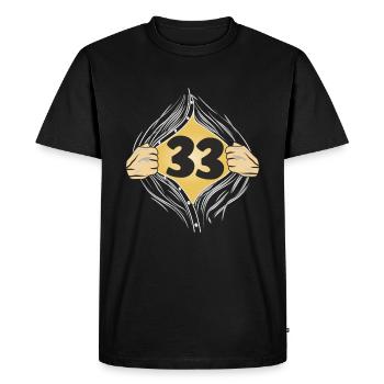 33 PUT ON SHIRT - Men's Premium Organic T-Shirt - black - Front - Nico (187cm)